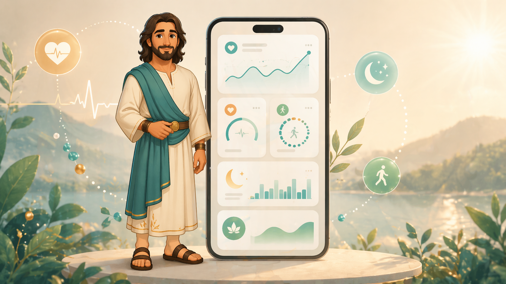 Illustrated ElioHealth wearable wellness dashboard preview